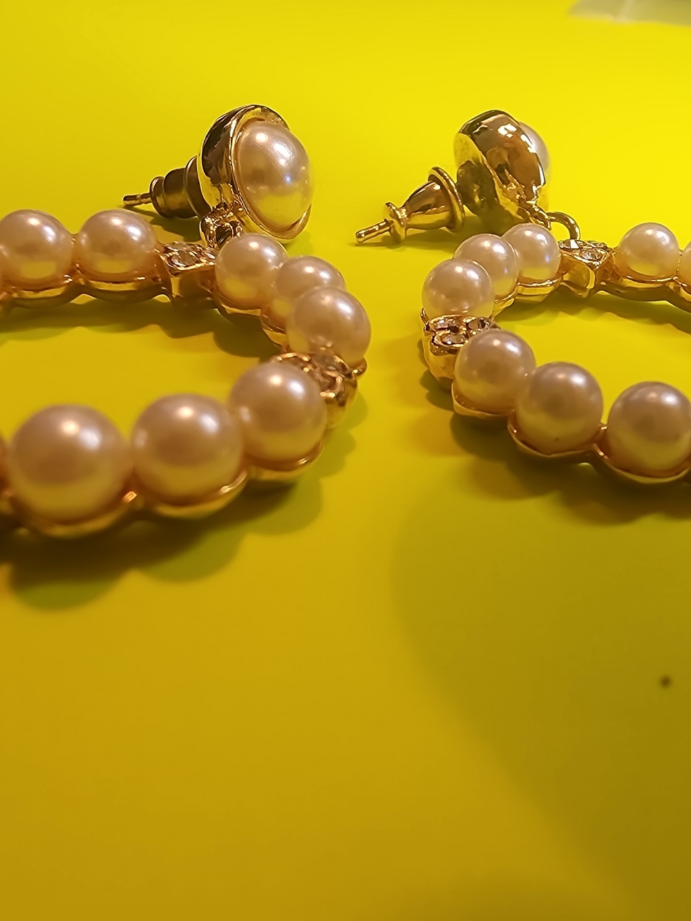 Gold Pearl Hoop Earrings - Women Jewelry